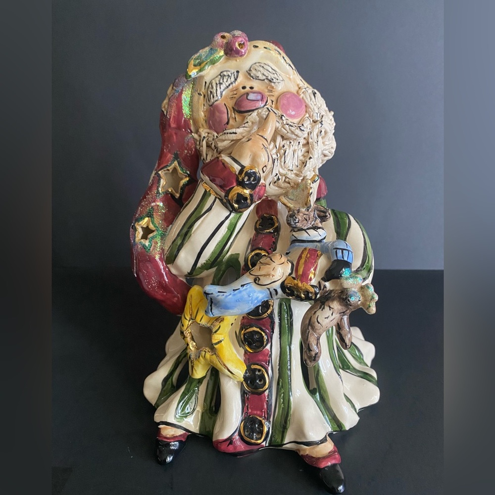 Christmas Santa Claus Blue Sky Clayworks Heather Goldminc figurine candle holder